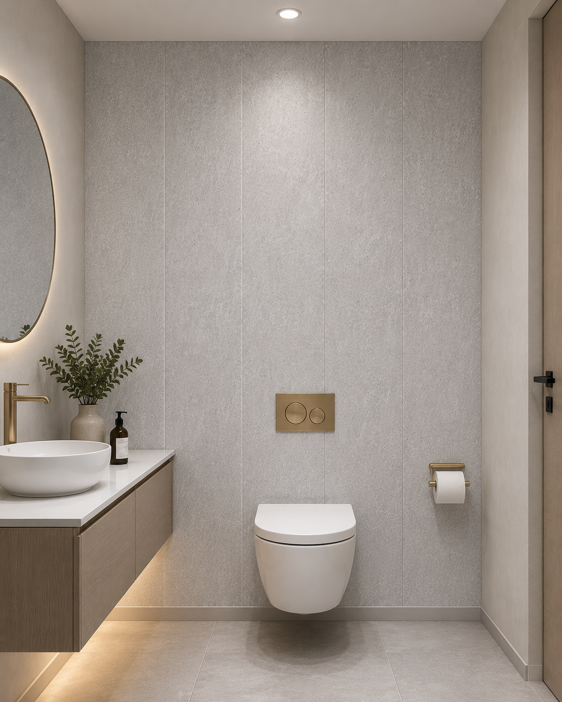 Stone grey tile effect PVC wall panel 8mm in a toilet