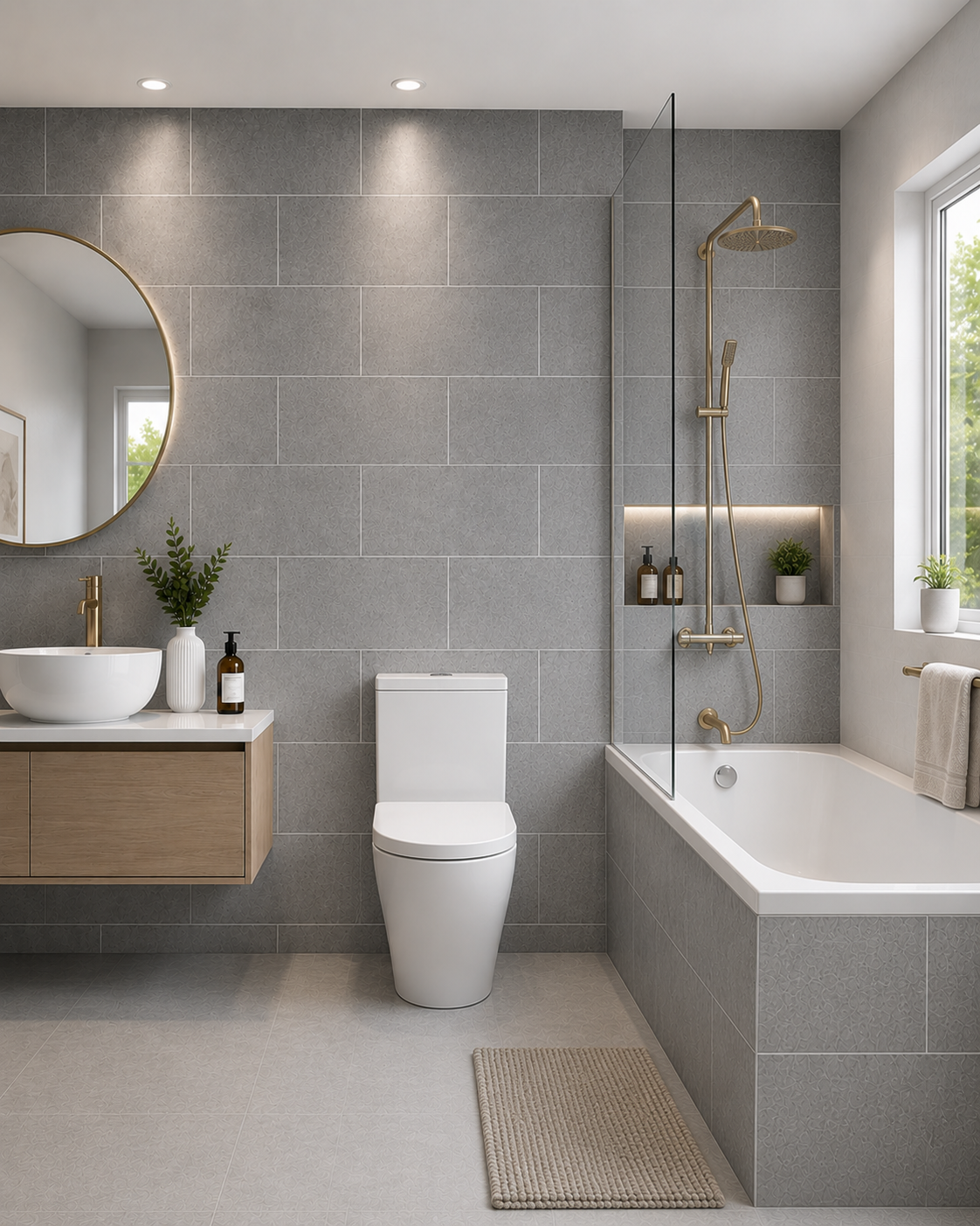 8mm Grey Concrete PVC wall panel in a bathroom