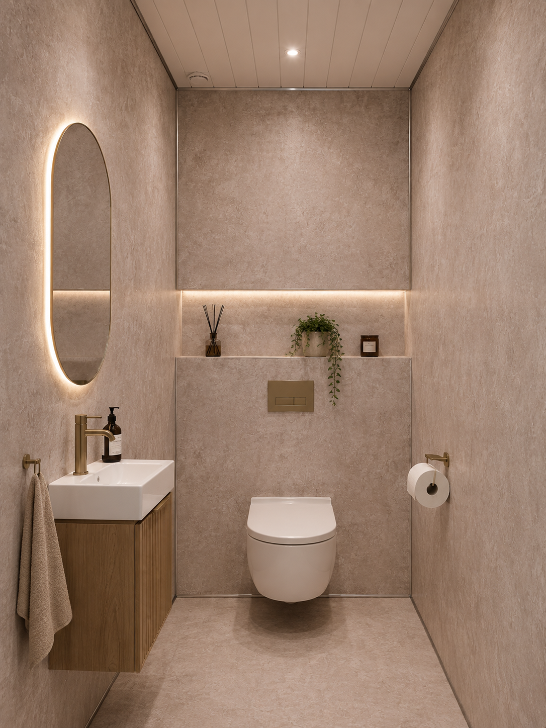 PVC Wall Panel Concrete Beige Matte – Waterproof Shower & Bathroom Wall Cladding 1000×2400mm Single Panel