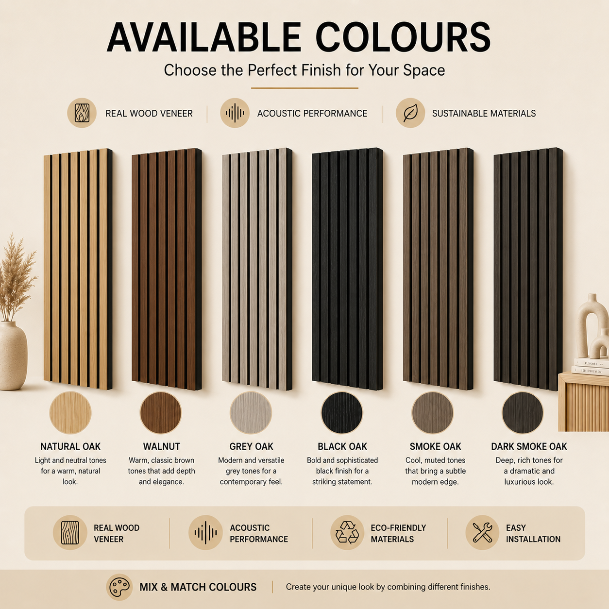 Acoustic Wall Panel | Walnut | 2400mm x 600mm x 21mm | 1.44m² | Single Panel
