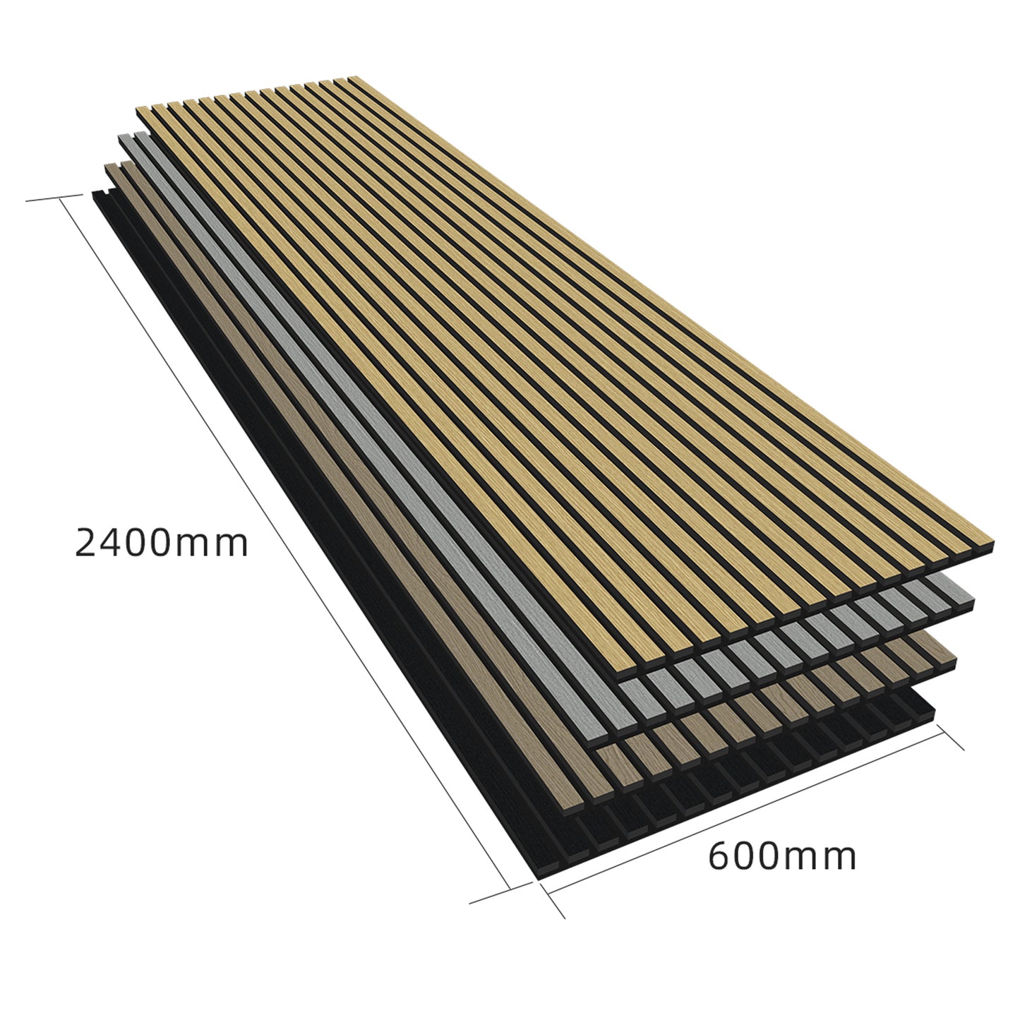 Acoustic slat wall panel size diagram