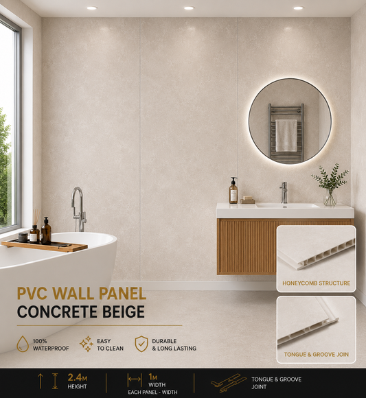 10mm Concrete Beige matt PVC wall panel - main product image