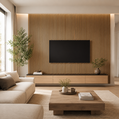 Natural Oak Acoustic Wall Panel | 2400×600mm | Real Wood Veneer