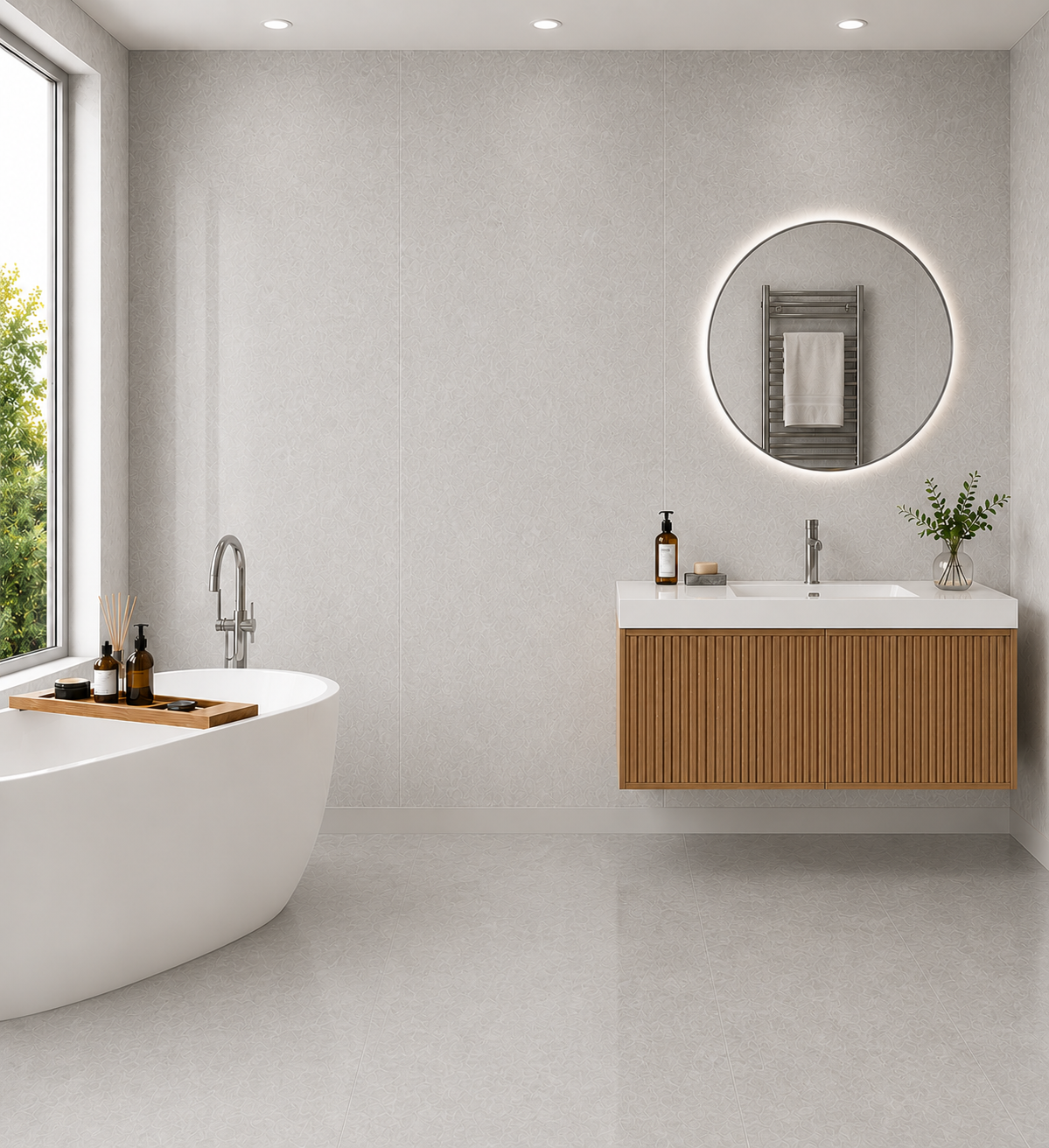 10mm Grey Concrete PVC wall panel in a bathroom