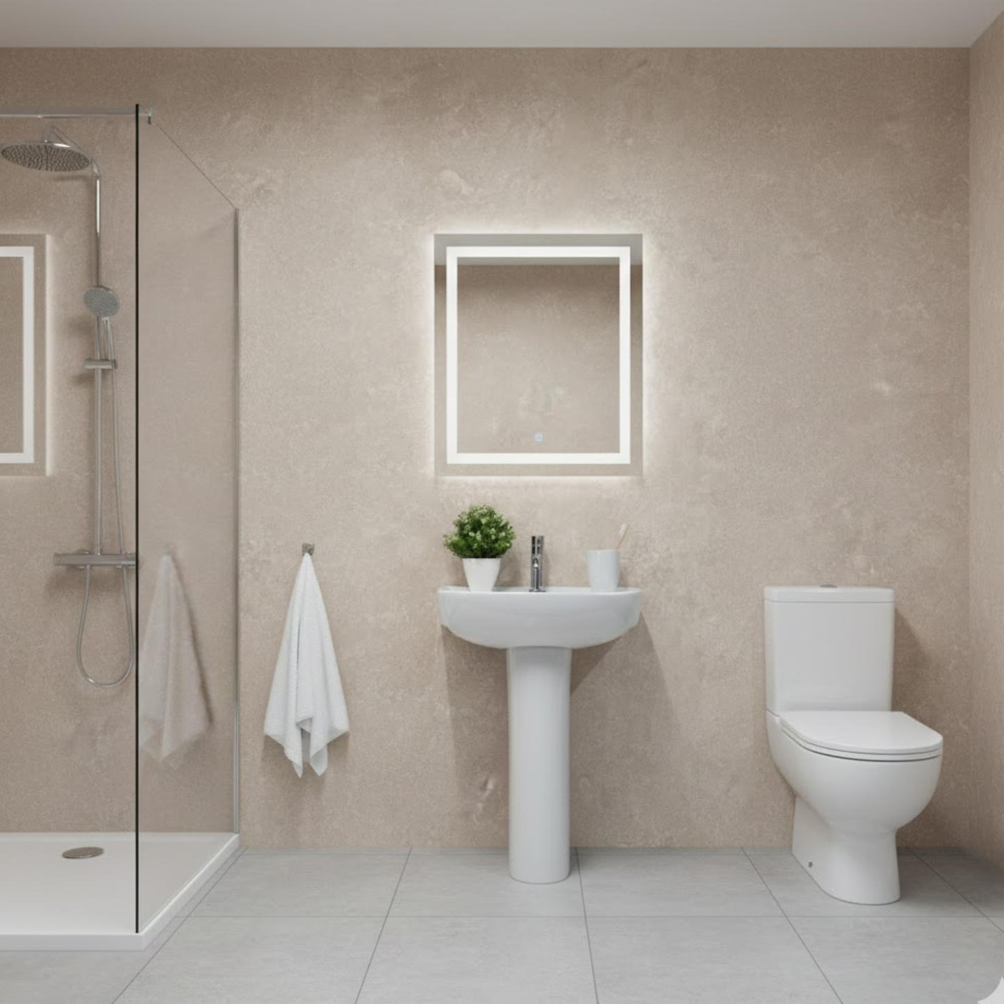 10mm Concrete Beige Matte PVC Shower Panel | 1000mm x 2400mm | Waterproof Wall Cladding