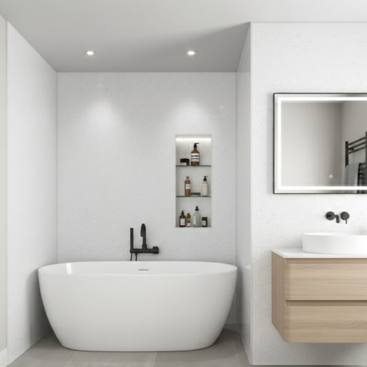 10mm White Gloss PVC Shower Panel | 1000mm x 2400mm | Waterproof Wall Cladding