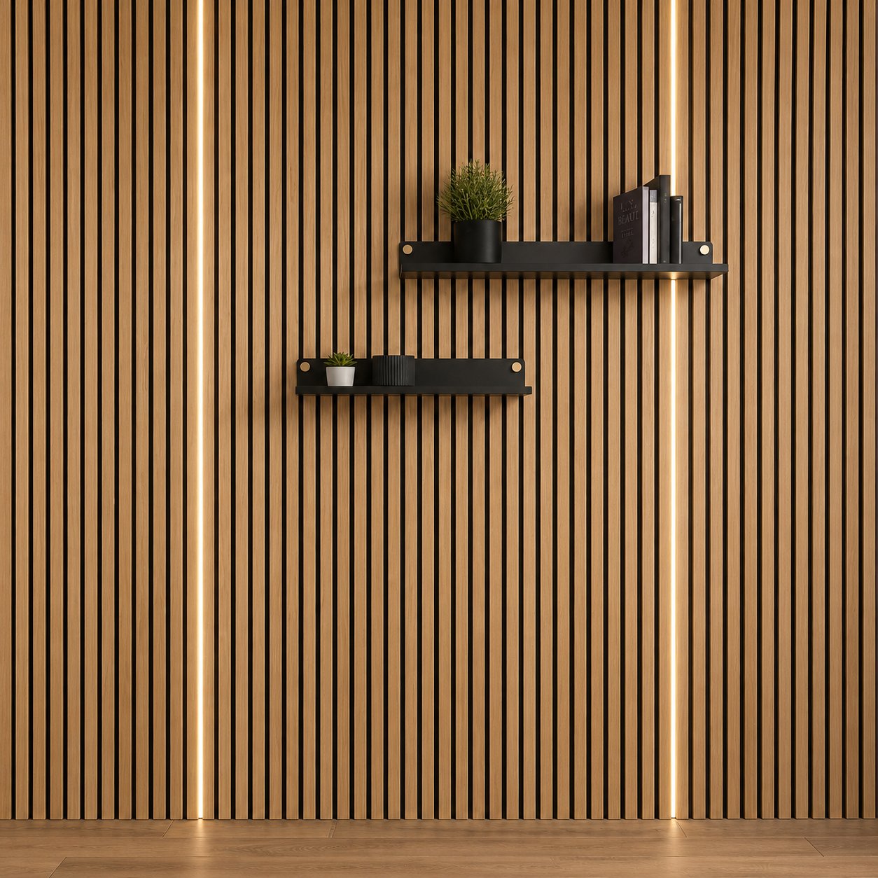 Remote control included with the Acoustic Wall Panel LED Light shown alongside the LED unit.