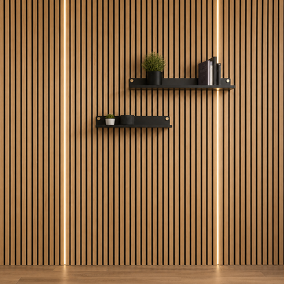 Remote control included with the Acoustic Wall Panel LED Light shown alongside the LED unit.