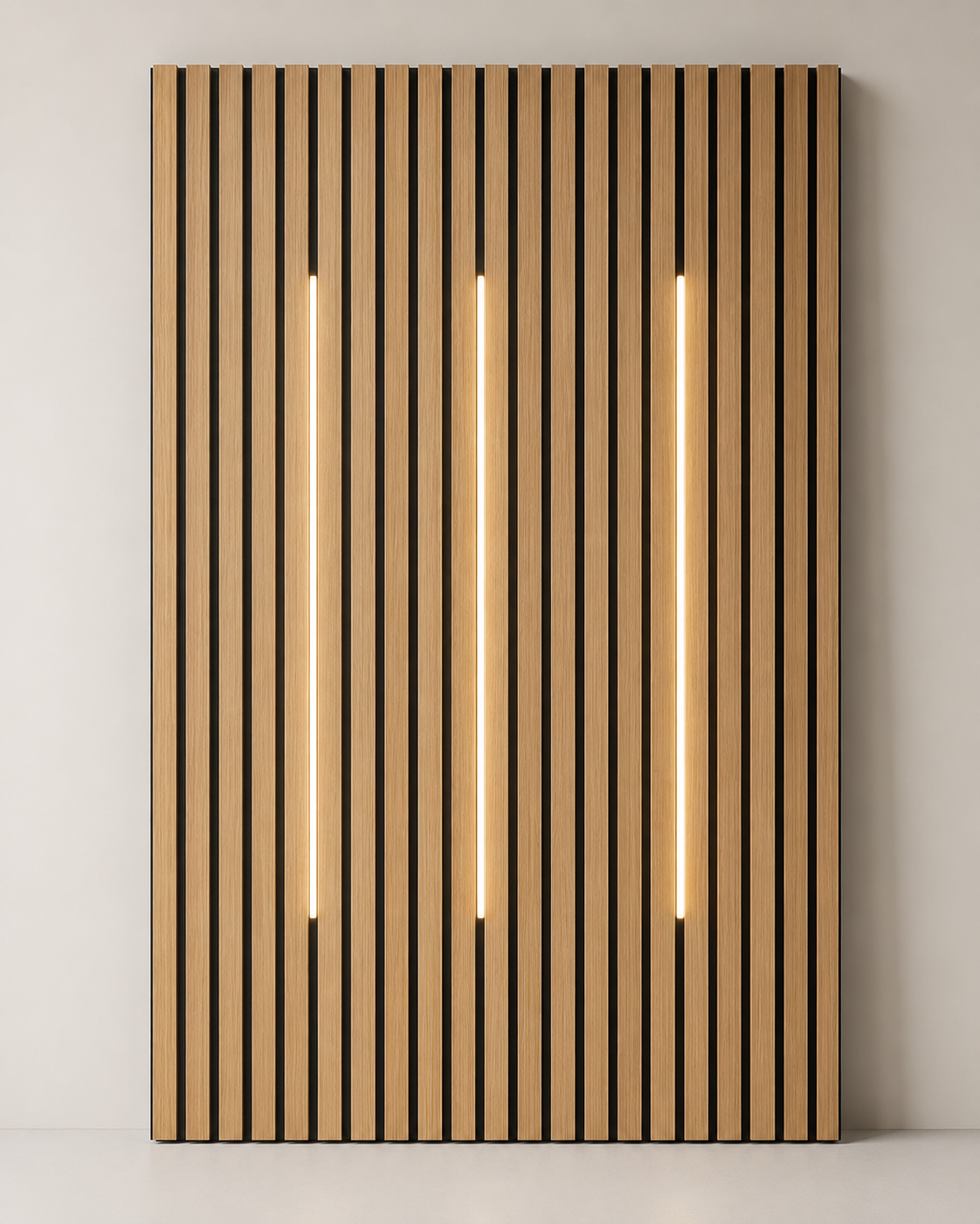 Plug and play connection of the Acoustic Wall Panel LED Light showing the mains plug and power supply.