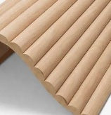 Half Round Natural Oak acoustic slat wall panel sample