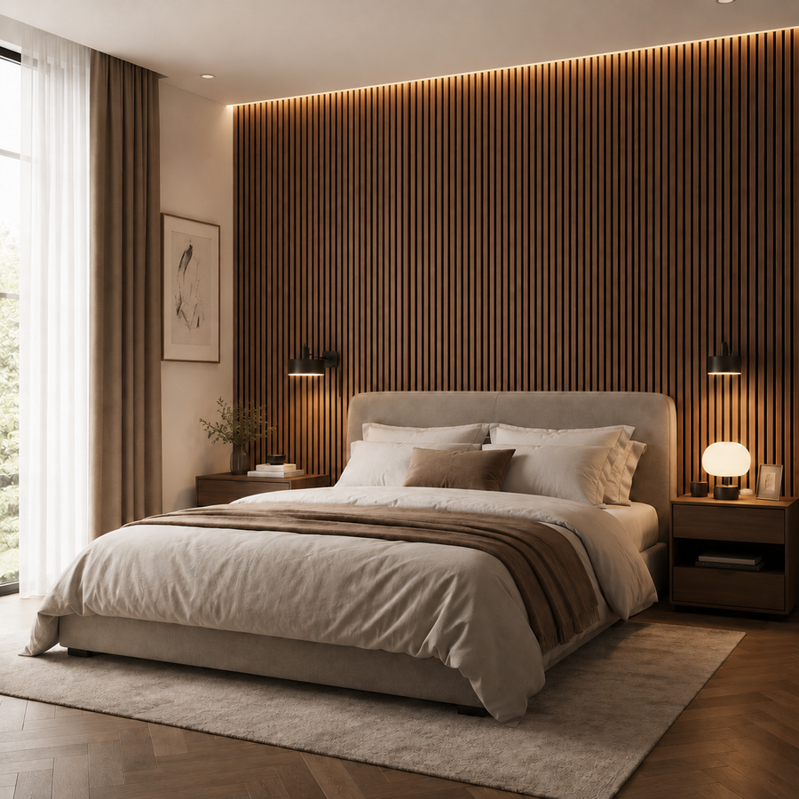Walnut acoustic wall panel