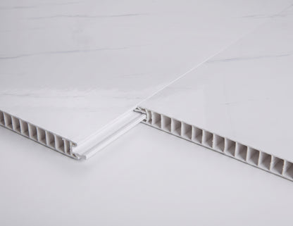 PVC Wall Panel White Marble Gloss – Waterproof Shower & Bathroom Wall Cladding 2600×250mm 10 Pack