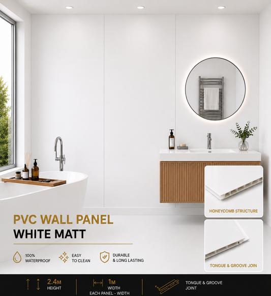 10mm White Matt PVC wall panel - main product image