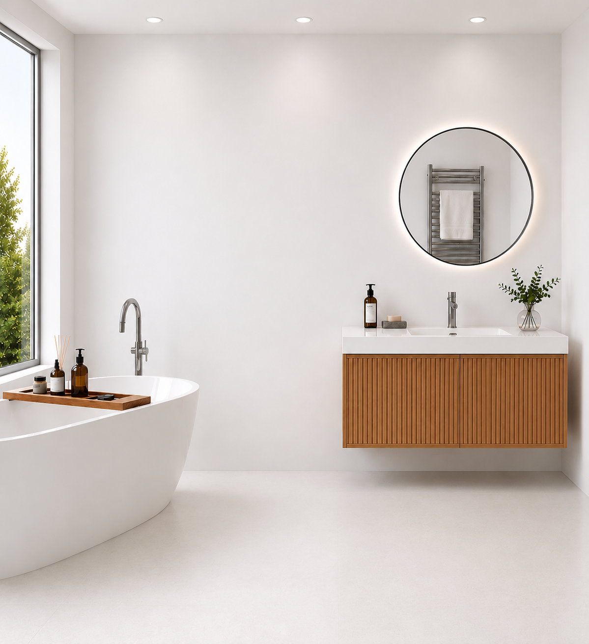 10mm White Matt PVC wall panel in a bathroom