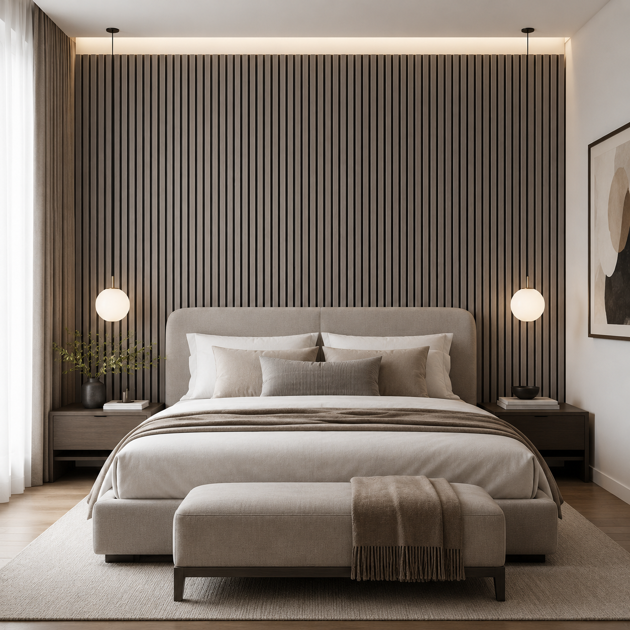 Grey Oak Acoustic Wall Panel | 2400×600mm | Real Wood Veneer