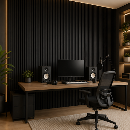 Black Oak Acoustic Wall Panel | 2400×600mm | Real Wood Veneer