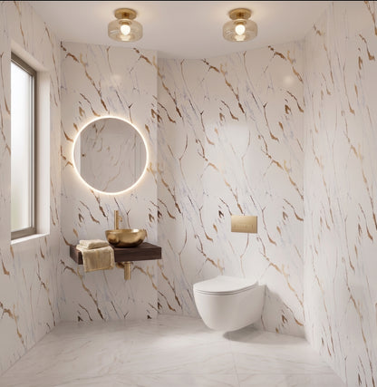 PVC Wall Panel Gold Marble – Waterproof Shower & Bathroom Wall Cladding 1000×2400mm Single Panel