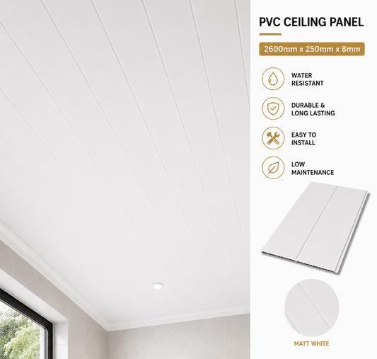 White matt PVC ceiling wall panel 8mm - main product image