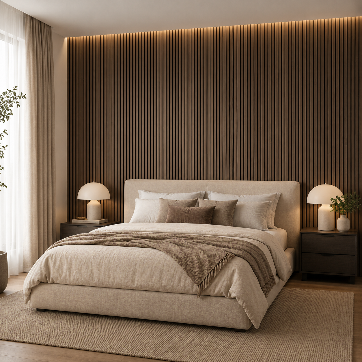 Dark Smoke Oak Acoustic Wall Panel | 2400×600mm | Real Wood Veneer