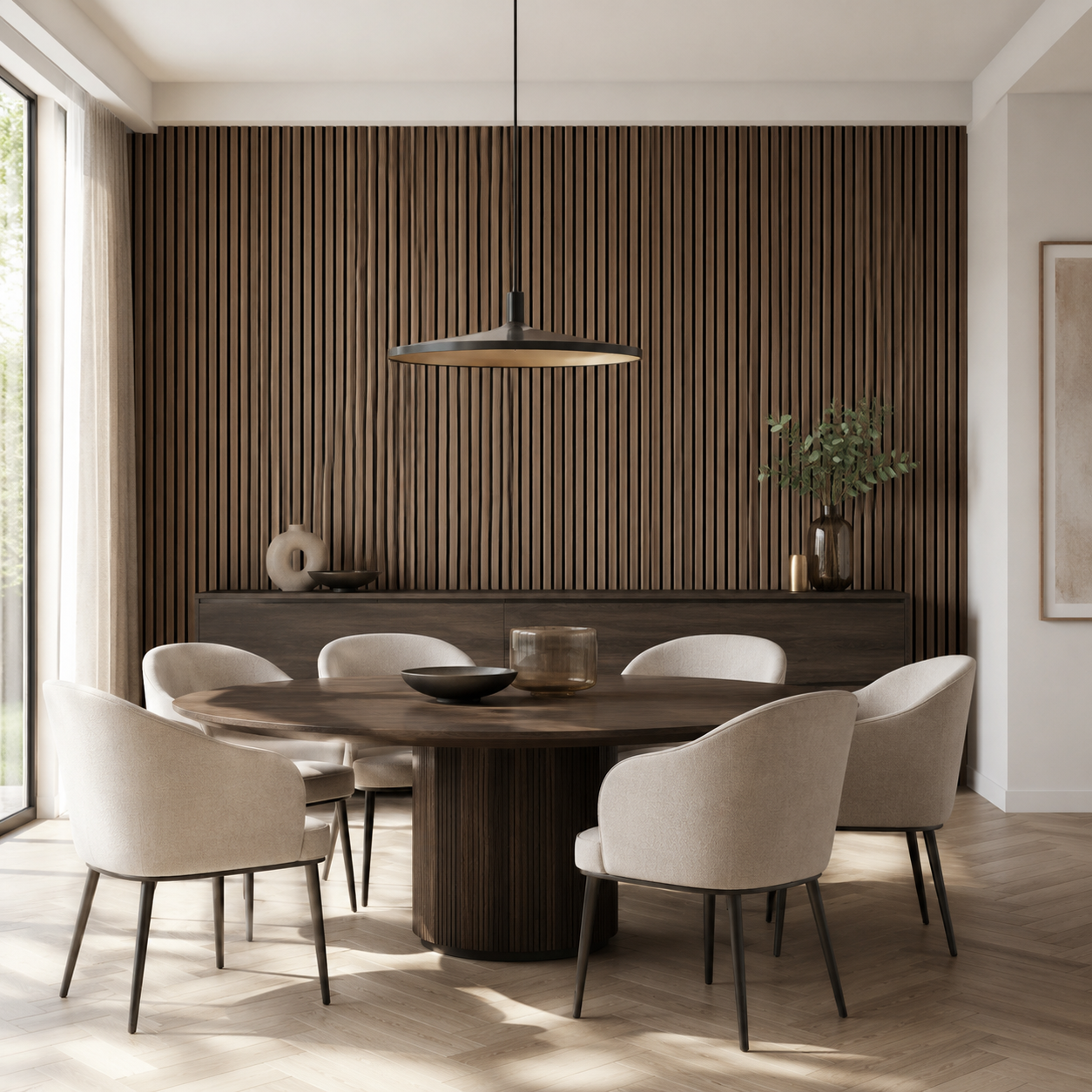 Dark Smoke Oak Acoustic Wall Panel | 2400×600mm | Real Wood Veneer