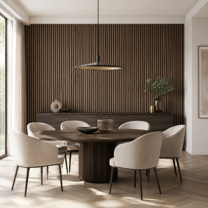 Dark Smoke Oak Acoustic Wall Panel | 2400×600mm | Real Wood Veneer