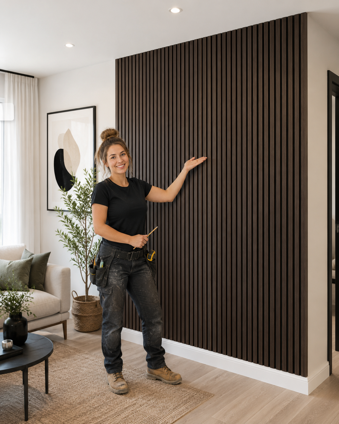 Acoustic Wall Panel | Dark Smoke Oak | 2400mm x 600mm x 21mm | 2.88m² | Twin Pack