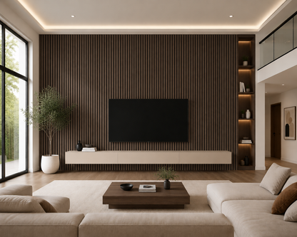 Acoustic Wall Panel | Dark Smoke Oak | 2400mm x 600mm x 21mm | 2.88m² | Twin Pack