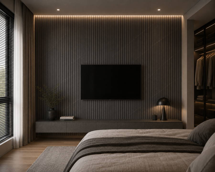 Grey Stone Effect acoustic wall panel