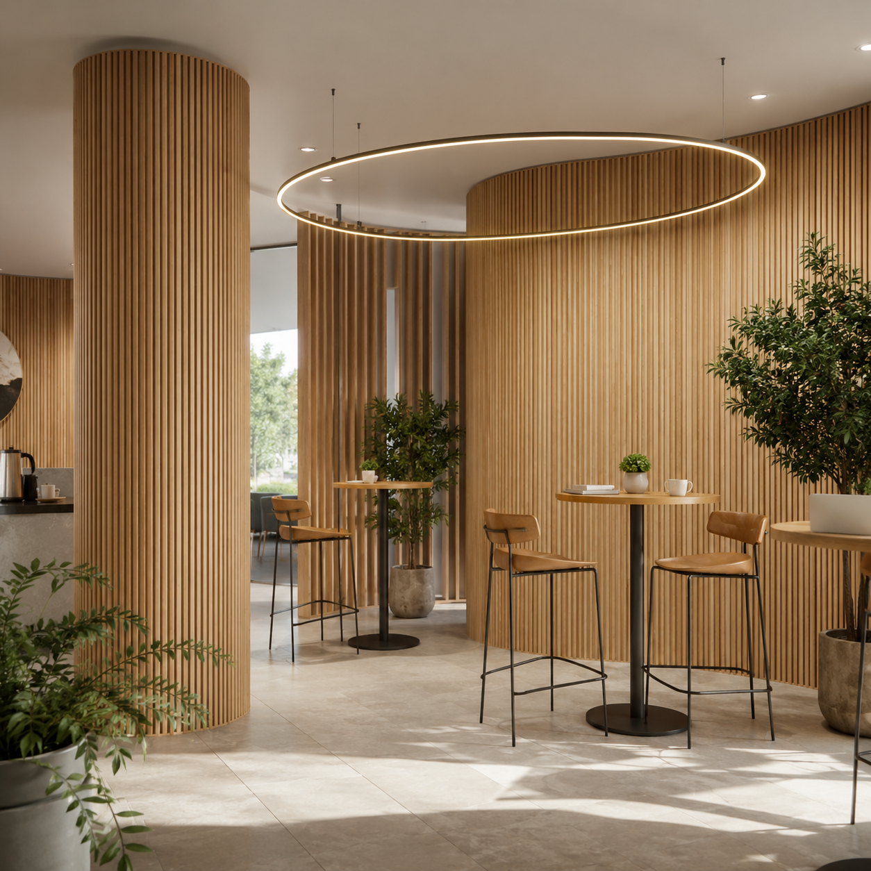 Half Round Natural Oak Acoustic Wall Panel | 2400×600mm