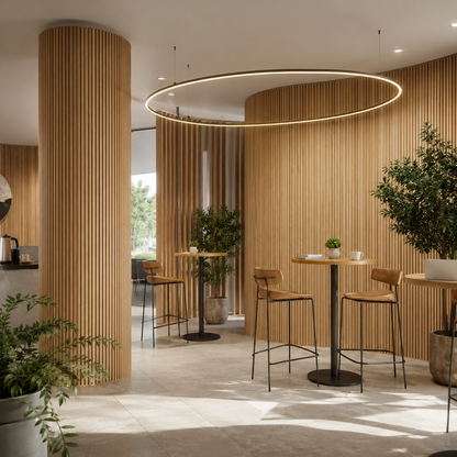 Half Round Natural Oak Acoustic Wall Panel | 2400×600mm