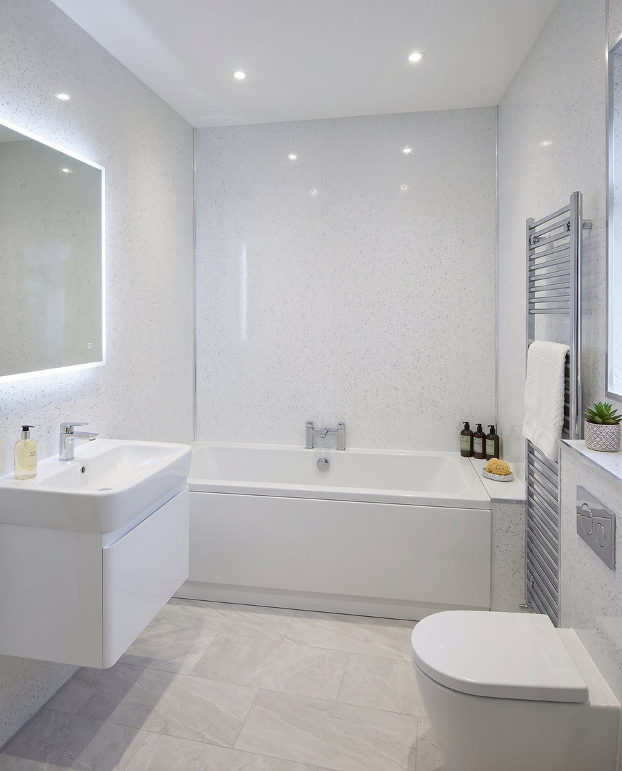 White Sparkle PVC bathroom wall panel