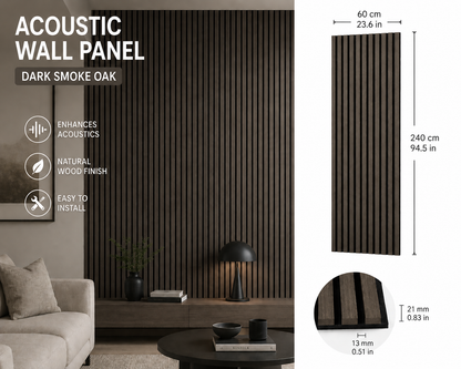 2 x Dark Smoke Oak acoustic wall panel twin pack - main product image