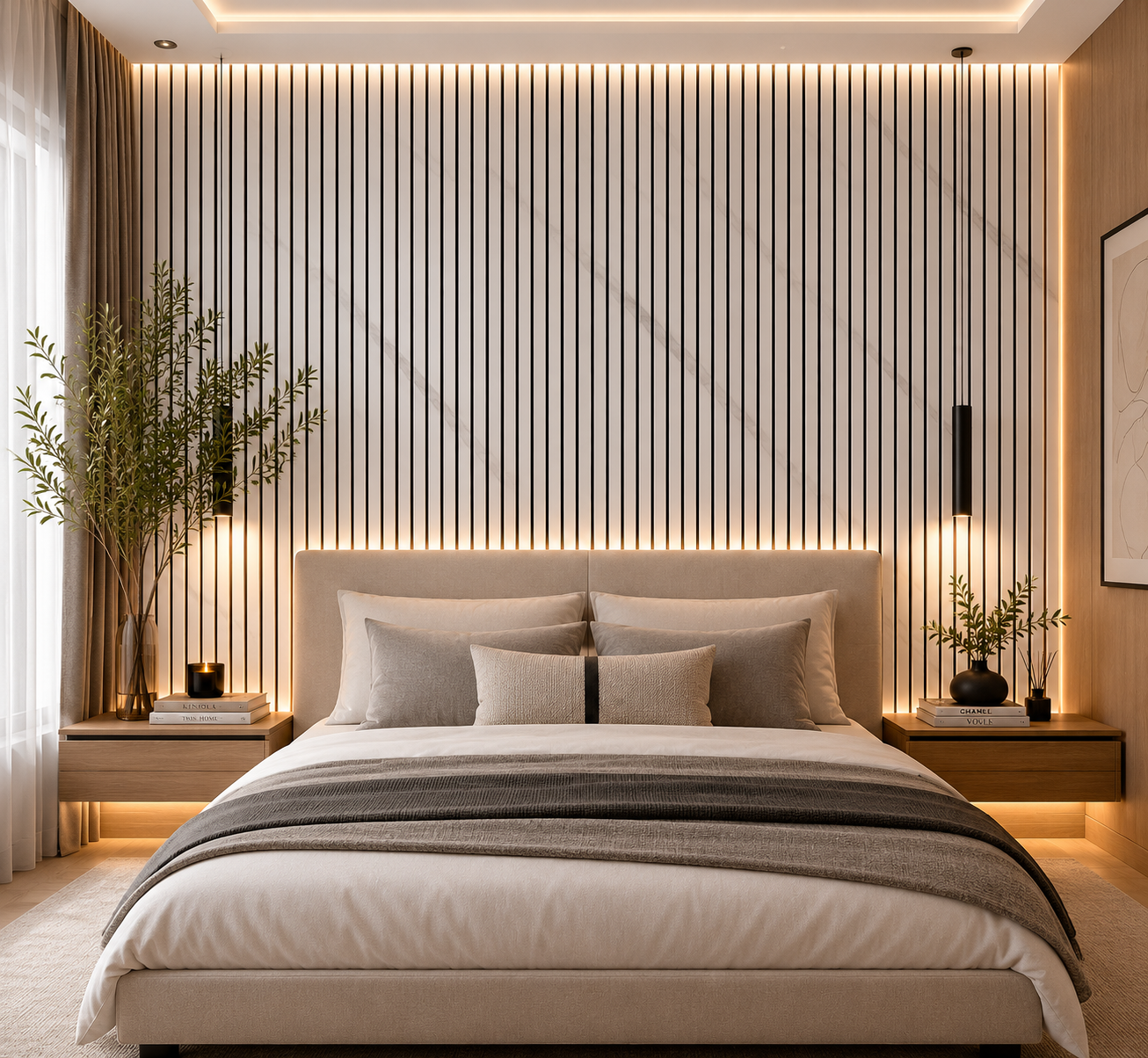 Acoustic Wall Panel | White Marble Effect | 2400mm x 600mm x 21mm | 1.44m² | Single Panel