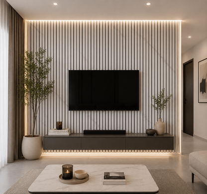 Acoustic Wall Panel | White Marble Effect | 2400mm x 600mm x 21mm | 1.44m² | Single Panel