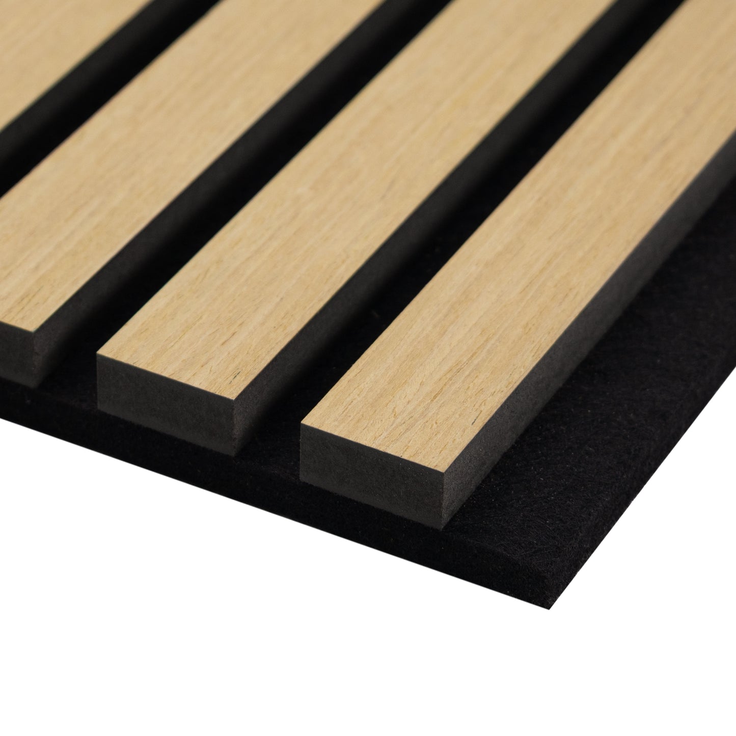Acoustic slat wall panel sample - finish detail