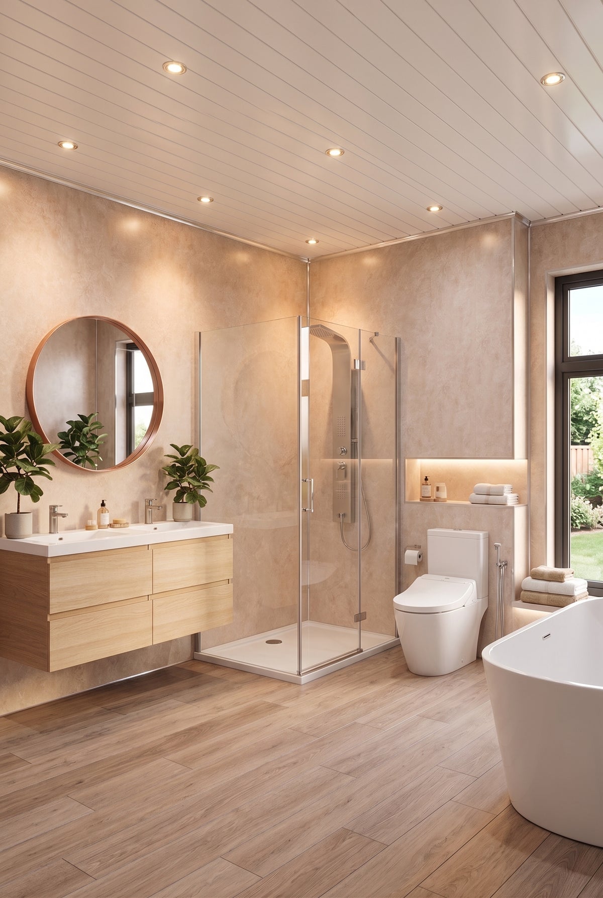 PVC Wall Panel Concrete Beige Matte – Waterproof Shower & Bathroom Wall Cladding 1000×2400mm Single Panel