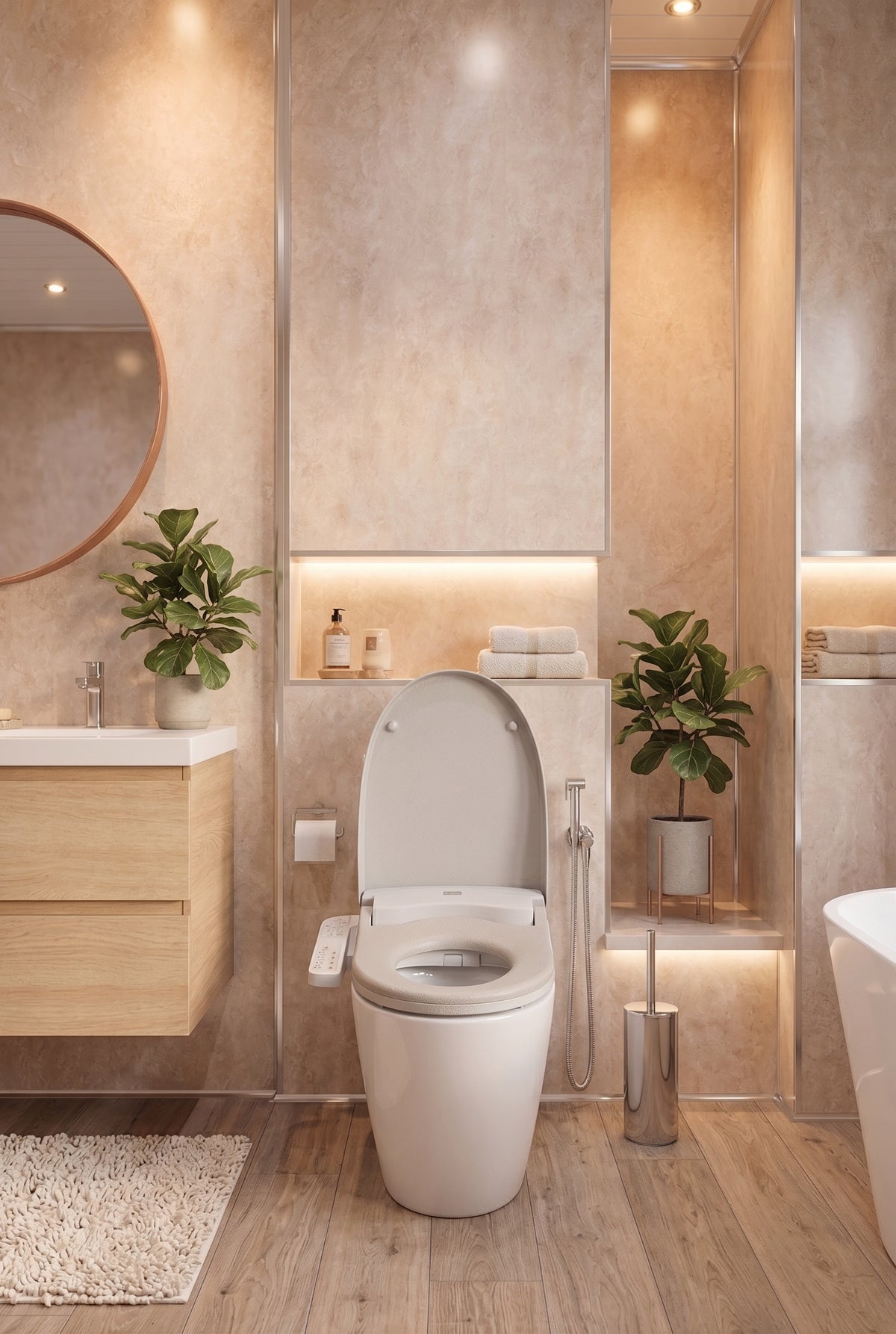 PVC Wall Panel Concrete Beige Matte – Waterproof Shower & Bathroom Wall Cladding 1000×2400mm Single Panel