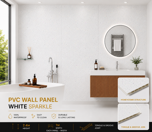 10mm White Sparkle PVC wall panel - main product image