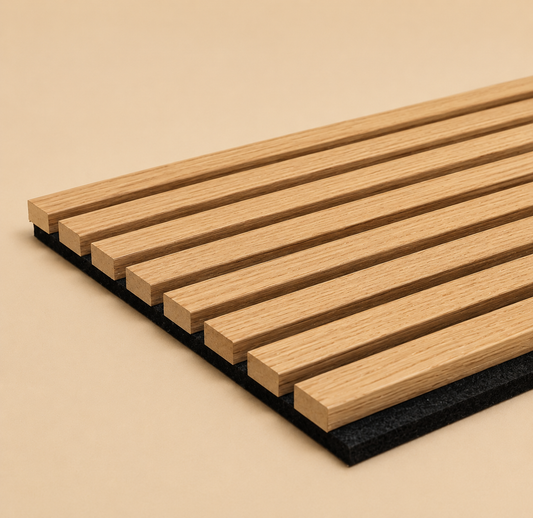 Acoustic Slat Wall Panel Natural Oak 3 Sided Finish – Wood Veneer Wall Panelling 2400x600mm Single Panel