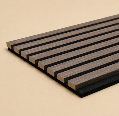 Acoustic Slat Wall Panel Walnut – 3 Sided Finish - Wood Veneer Wall Panelling 2400x600mm Single Panel