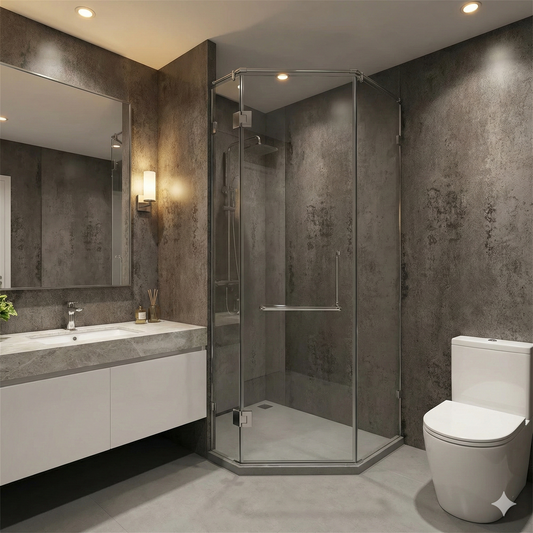 10mm stone dark grey PVC shower wall panel - main product image