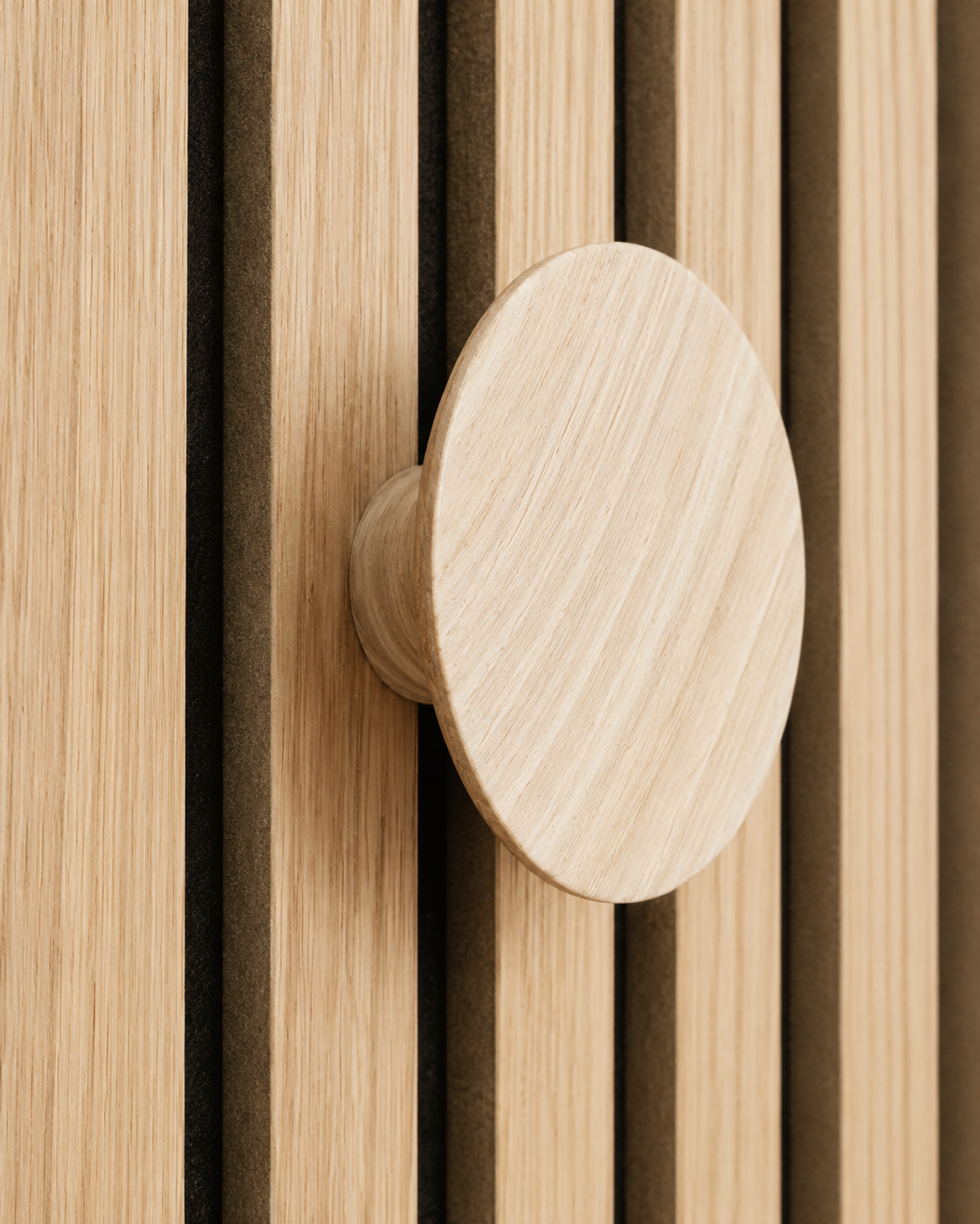 Natural Oak shelf bracket for acoustic wall panels