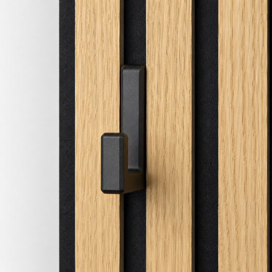 Black hooks for acoustic wall panels