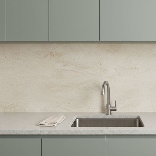 10mm Concrete Beige Durable PVC Kitchen Splashback Panels | 2.4m x 1m