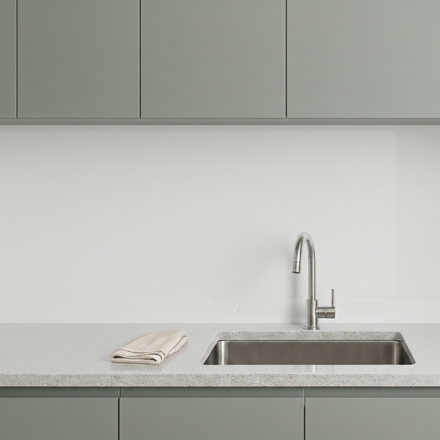 White Gloss PVC kitchen splashback