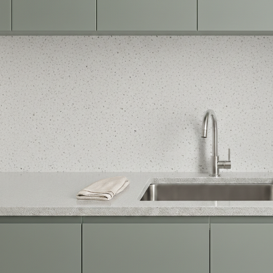 10mm White Sparkle Durable PVC Kitchen Splashback Panels | 2.4m x 1m