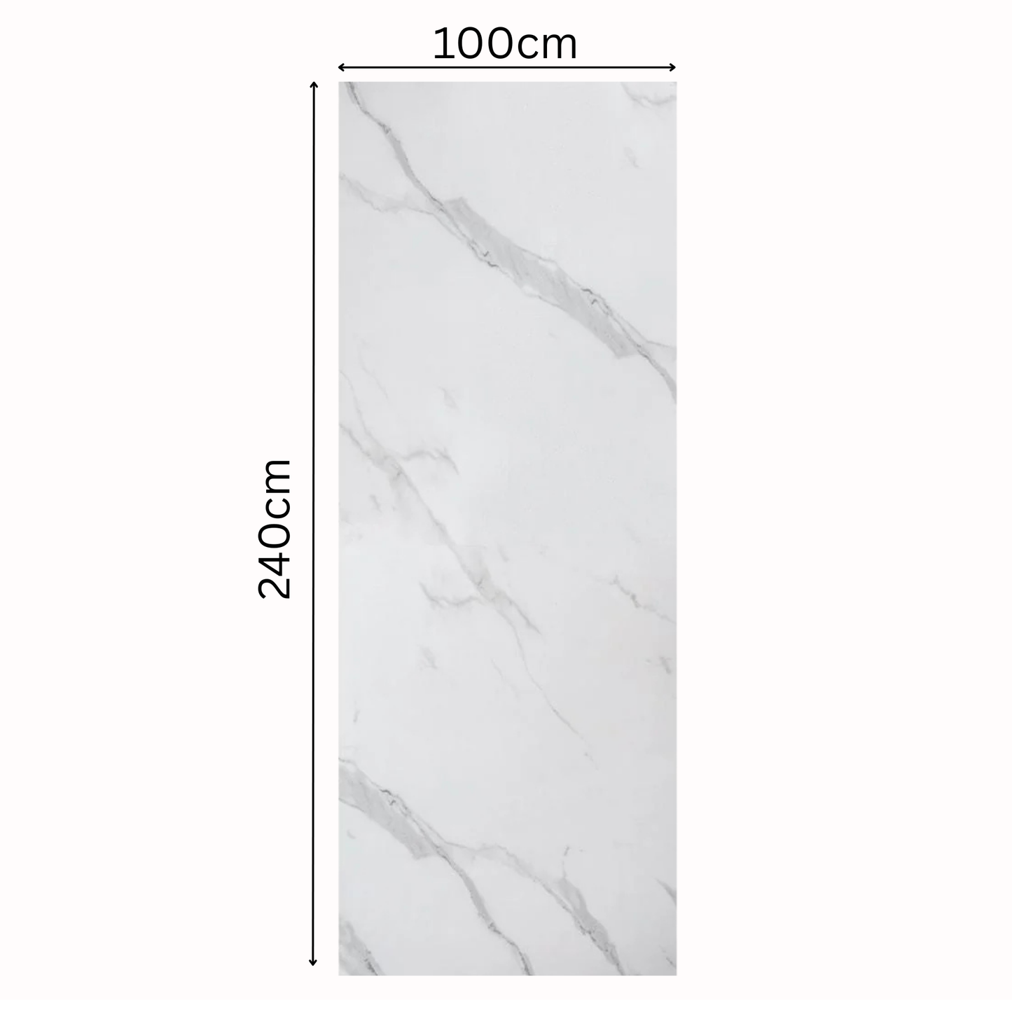 10mm Carrara Marble Matt PVC Shower Panel 1000x2400mm Waterproof Wall Cladding