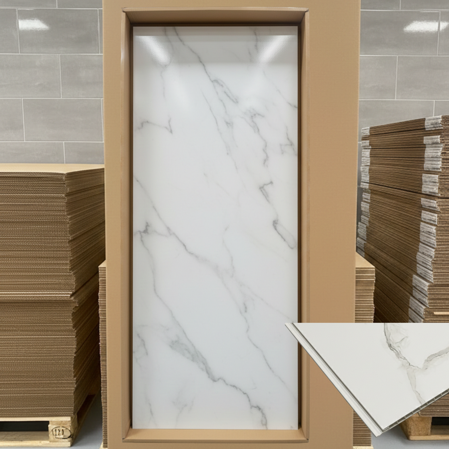 10mm Carrara Marble Matt PVC Shower Panel 1000x2400mm Waterproof Wall Cladding