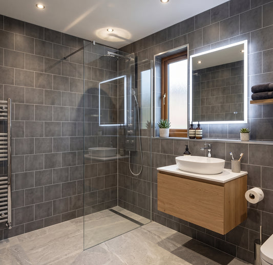 PVC Wall Panel Stone Grey Tile Effect – Waterproof Shower & Bathroom Wall Cladding 2600×250mm Multi Pack