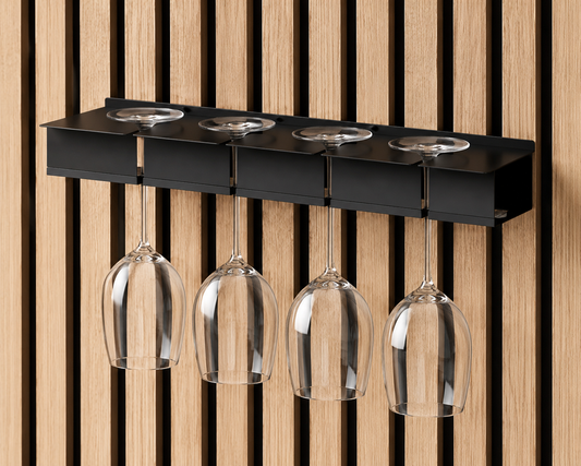 Black wine rack for acoustic wall panels